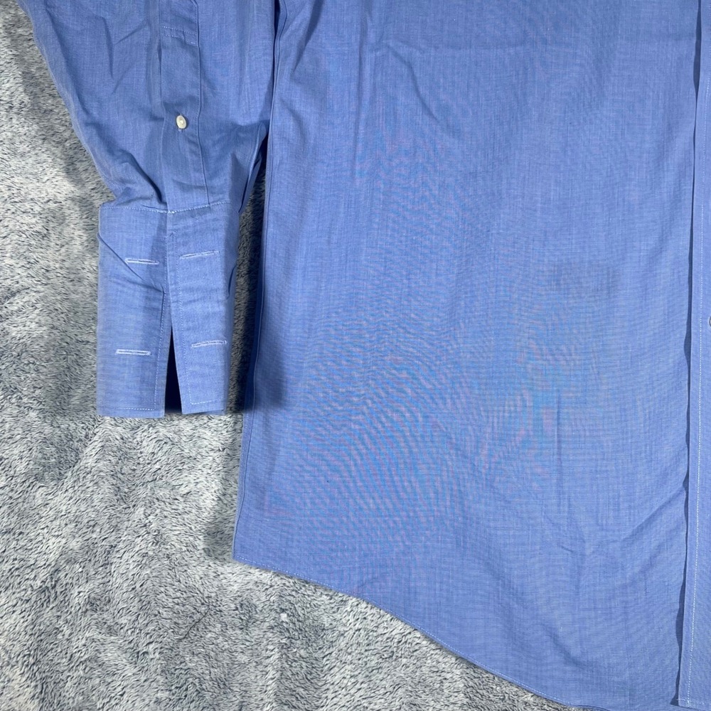 Brooks Brothers Traditional Fit Non-Iron Supima Cotton Blue Dress Shirt 17.5-34 - Picture 5 of 16